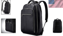Load image into Gallery viewer, Classic Black Leather Laptop Backpack - Stylish &amp; Spacious for Professionals