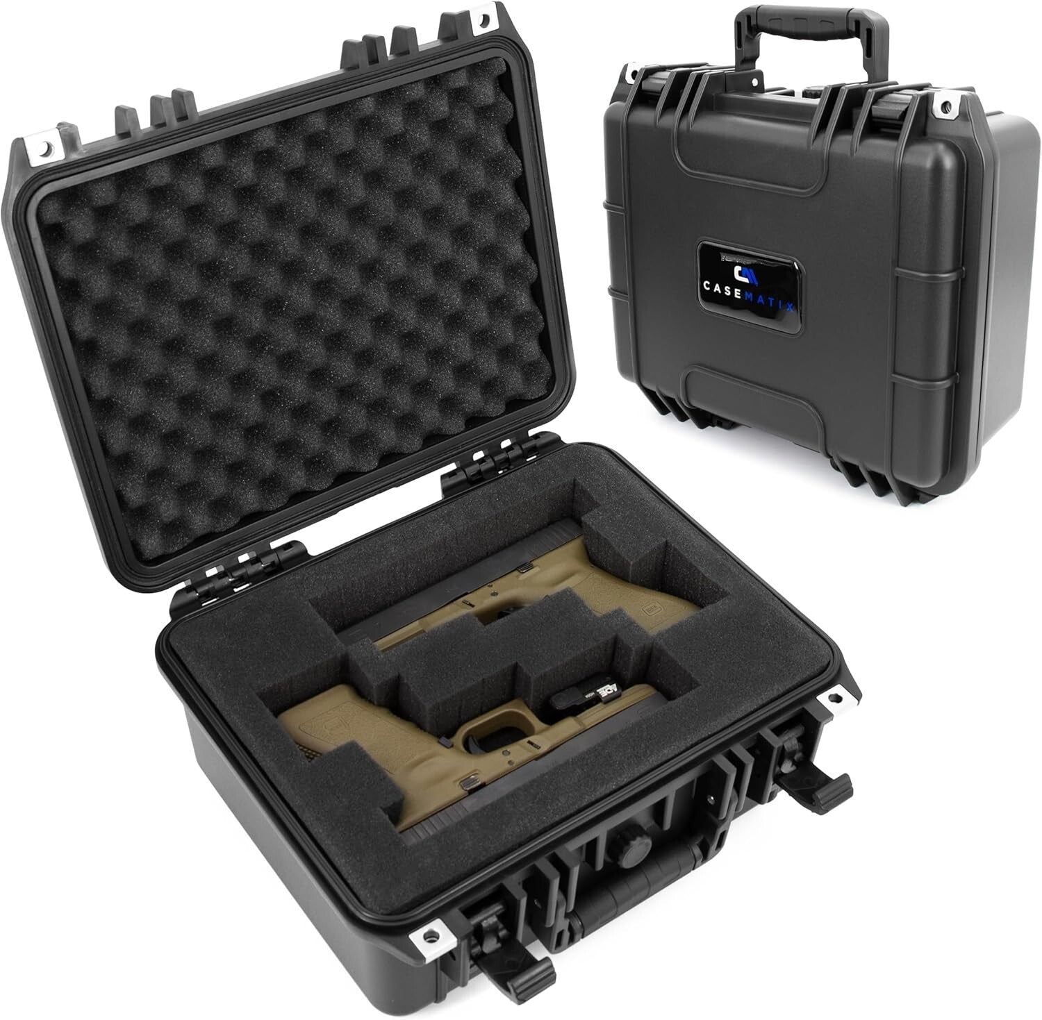 Durable Hard Shell Gun Case for Safe Transport of Two Handguns and Accessories