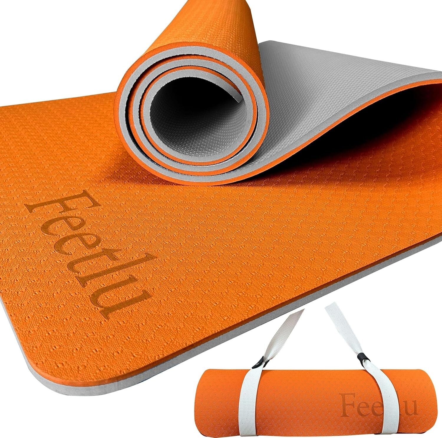 Extra Thick 10mm Non-Slip Yoga Mat with Strap - Ideal for Pilates & Workouts
