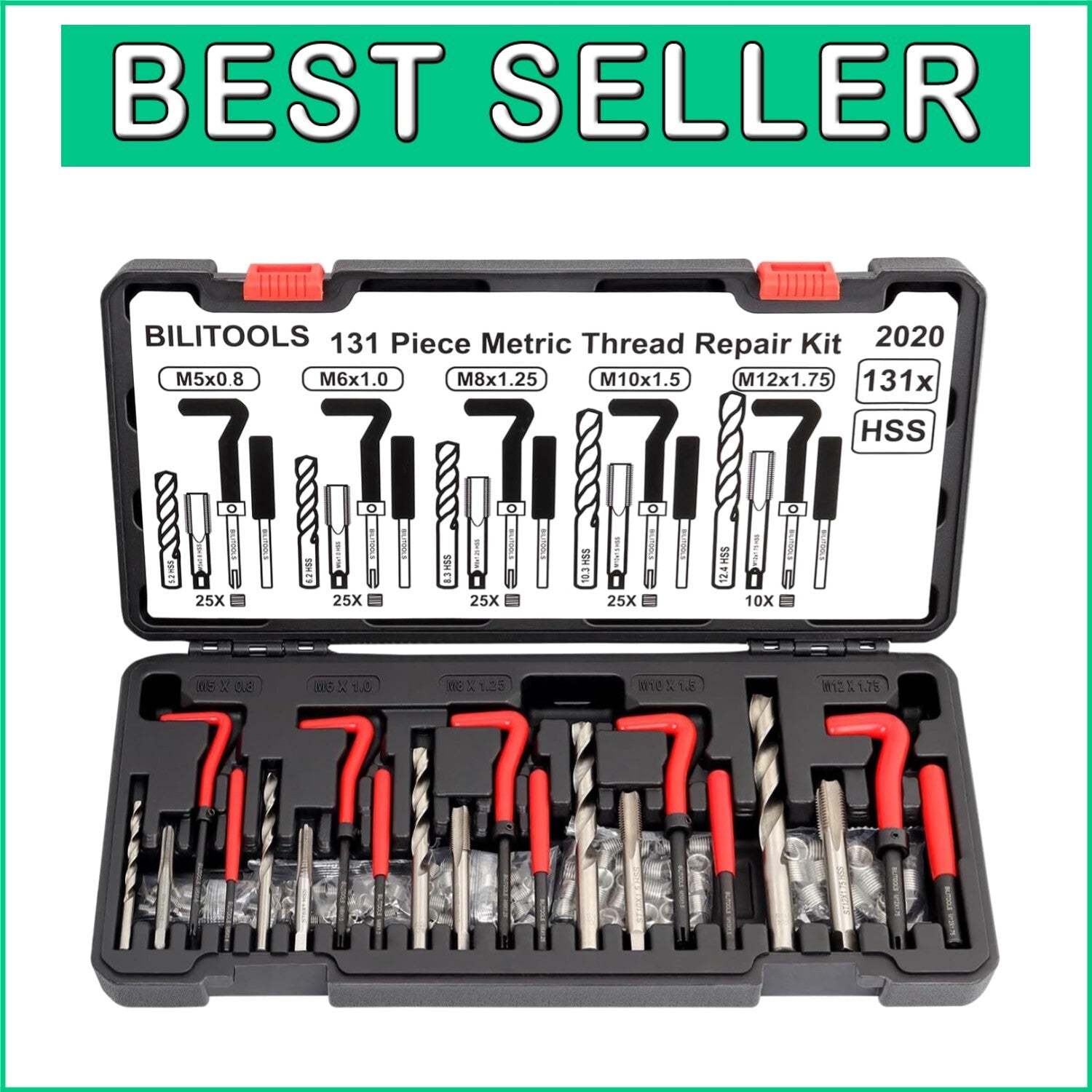 Durable 131-Piece Thread Repair Kit for Automotive and Plumbing Applications