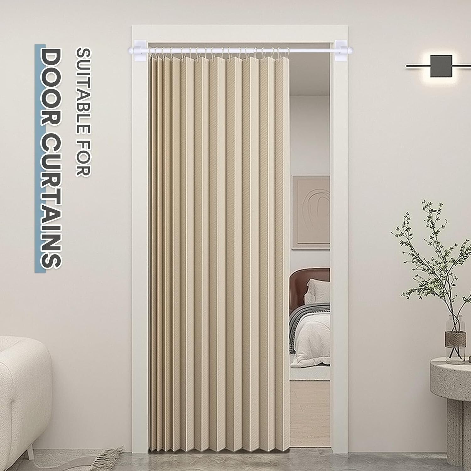 4 Pack Adjustable Magnetic Curtain Rods for Metal Doors - Elegant Home Decor