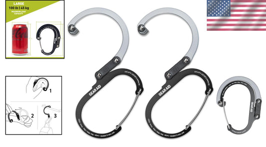 Durable Aluminum Gear Clip & Hook - Stylish Carabiner for Camping & Organization