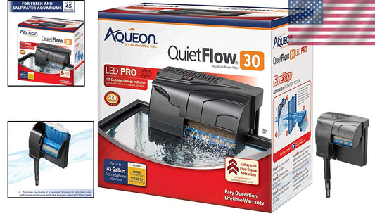 Four-Stage Aquarium Power Filter with LED Indicator - For Tanks Up to 45 Gallons