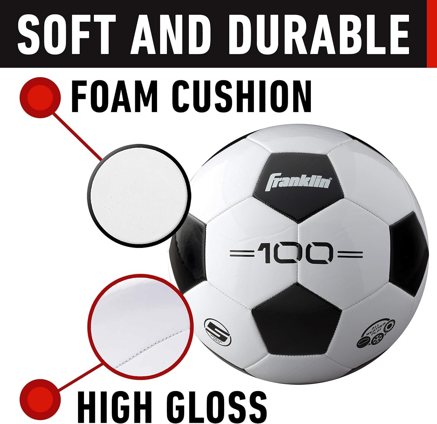 Durable Black & White Soccer Balls - Soft Cover in Sizes 3, 4, 5 - Pump Included