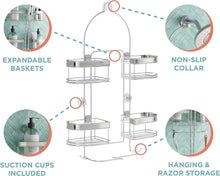 Load image into Gallery viewer, Adjustable Stainless Steel Shower Caddy with 4 Expandable Baskets for Storage