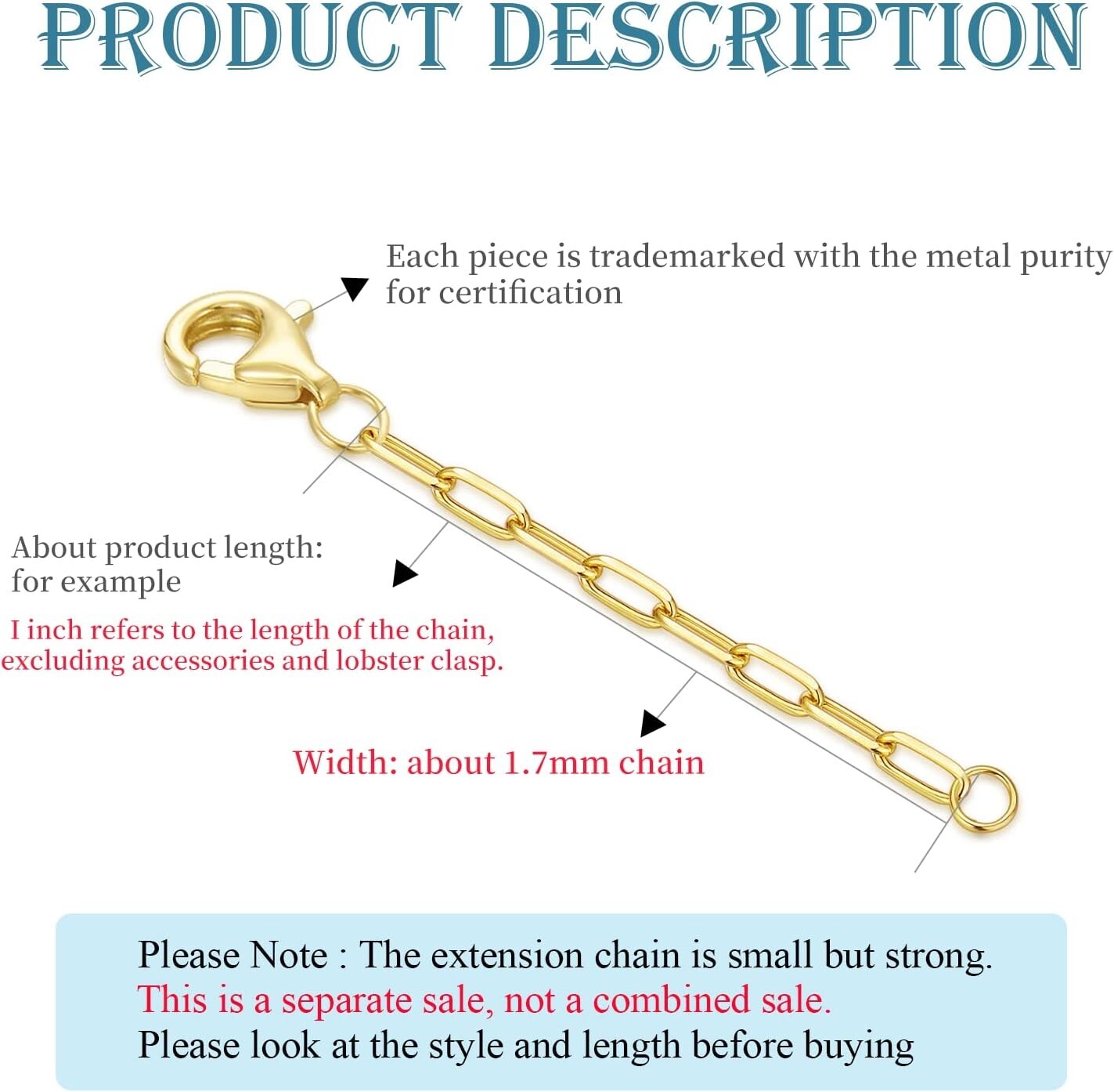 Delicate 14k Gold Extender Chain with Lobster Clasp - Perfect Jewelry Accessory