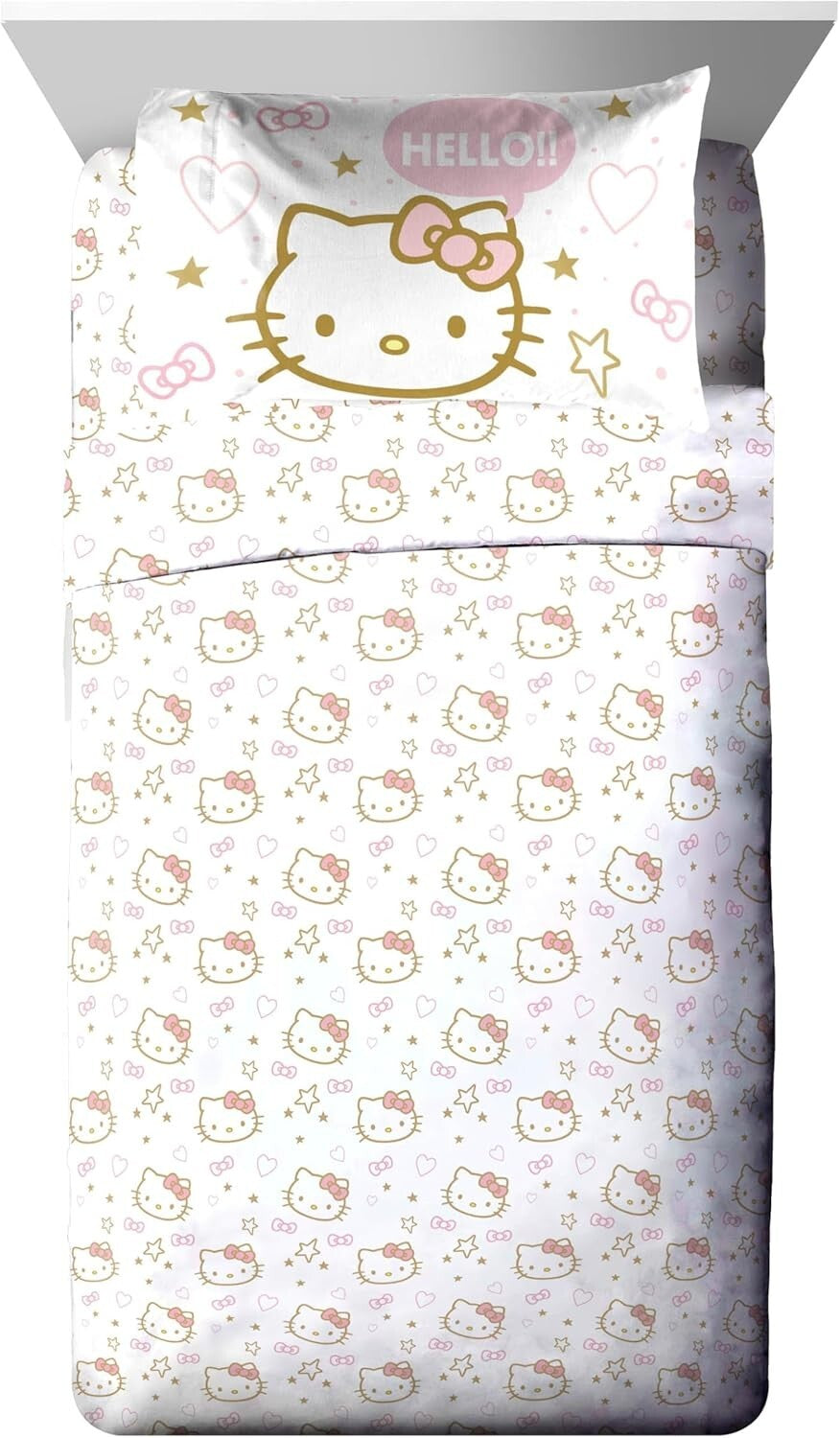 5-Piece Hello Kitty Twin Comforter Set with Sheets & Pillow Covers - Cozy Fun!