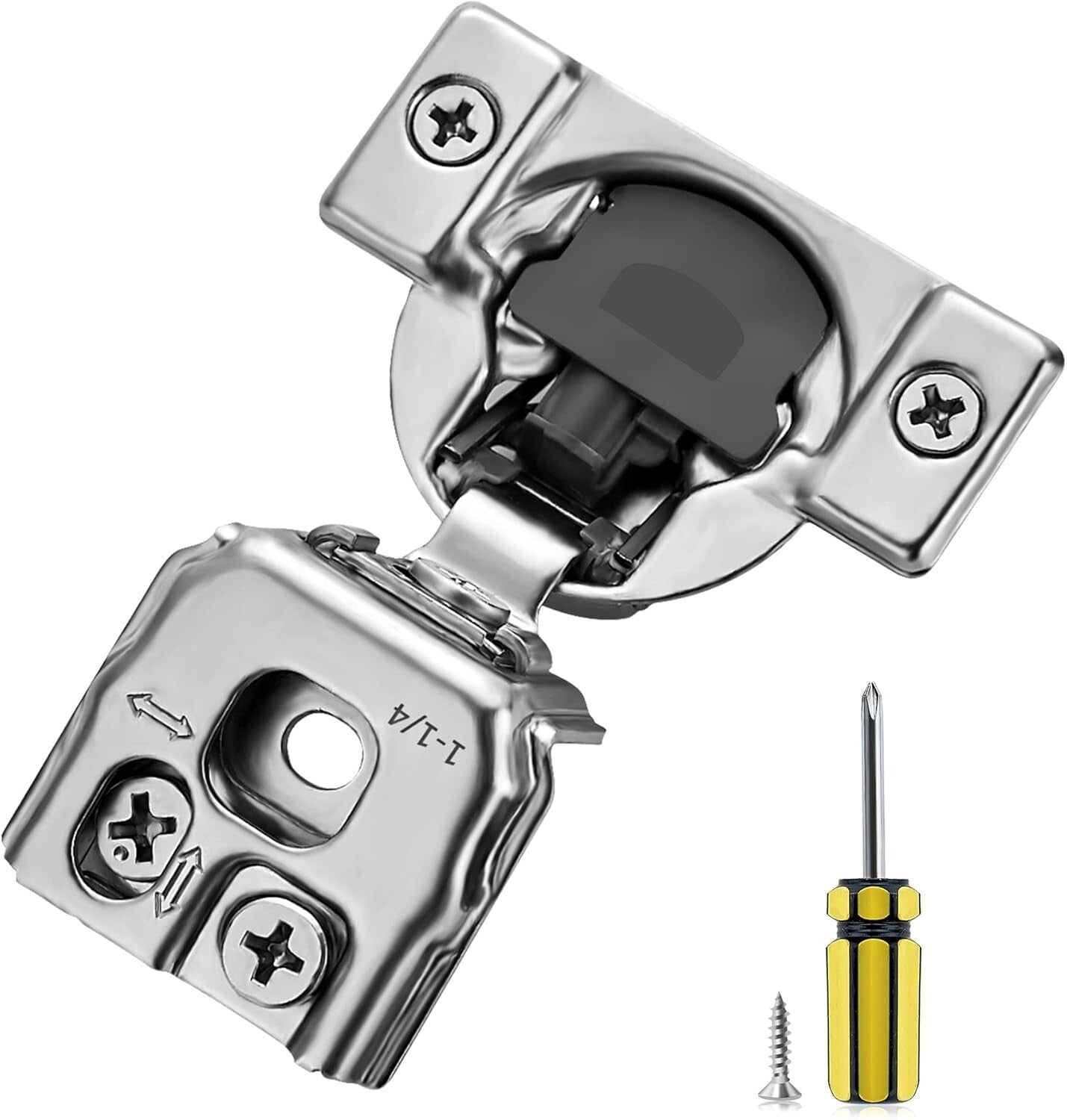 50 Pack of 1-1/4 Inch Soft Close Cabinet Hinges in Satin Nickel - Durable Design