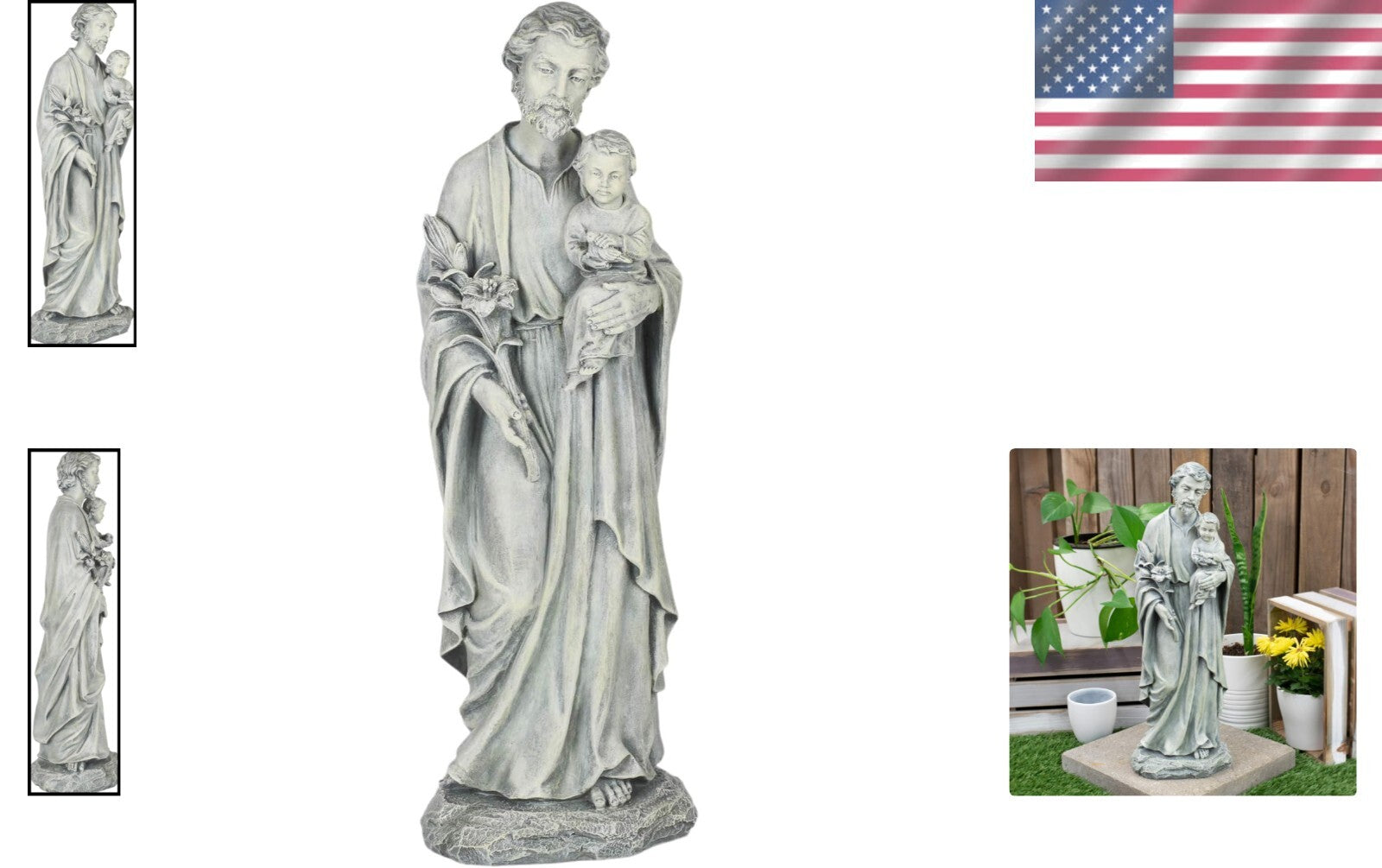 Intricately Crafted 20" St. Joseph and Child Garden Statue for Religious Spaces