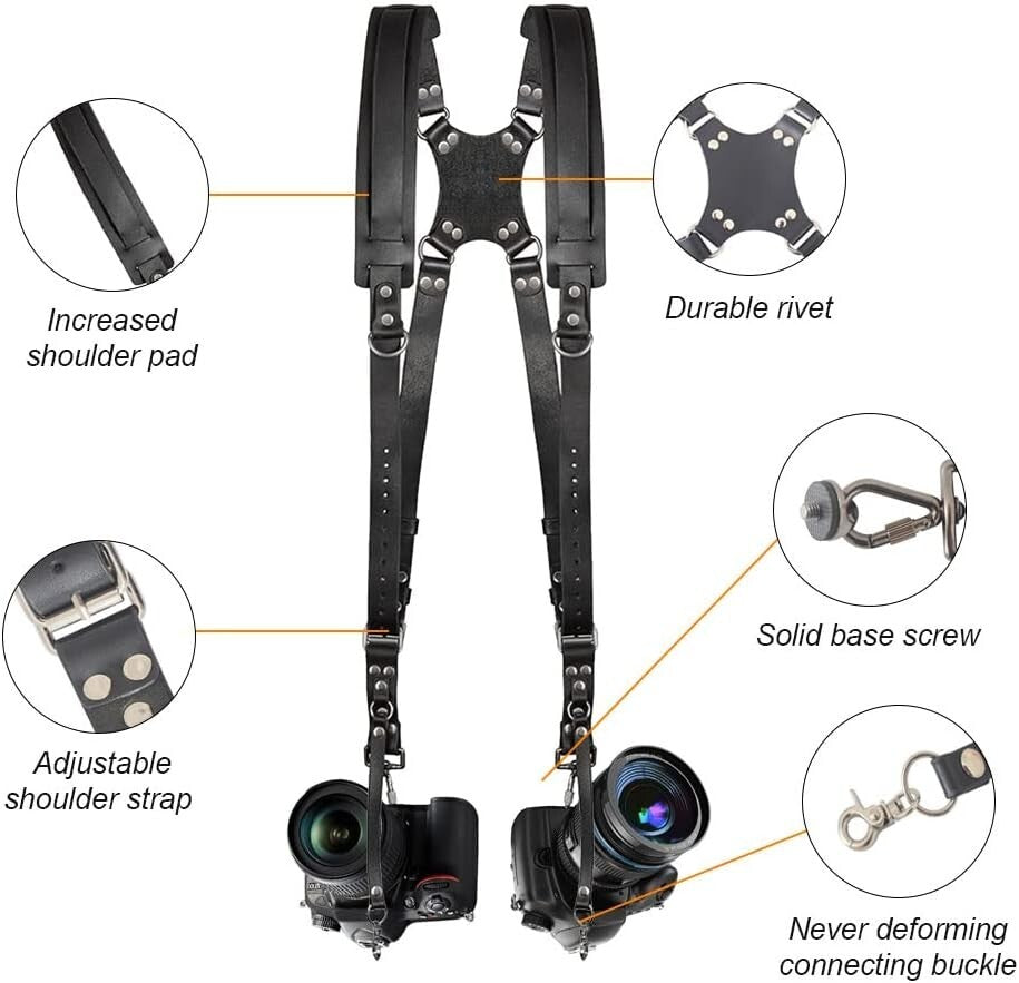 Premium Leather Dual Camera Strap with Soft Padding for Stylish Photography