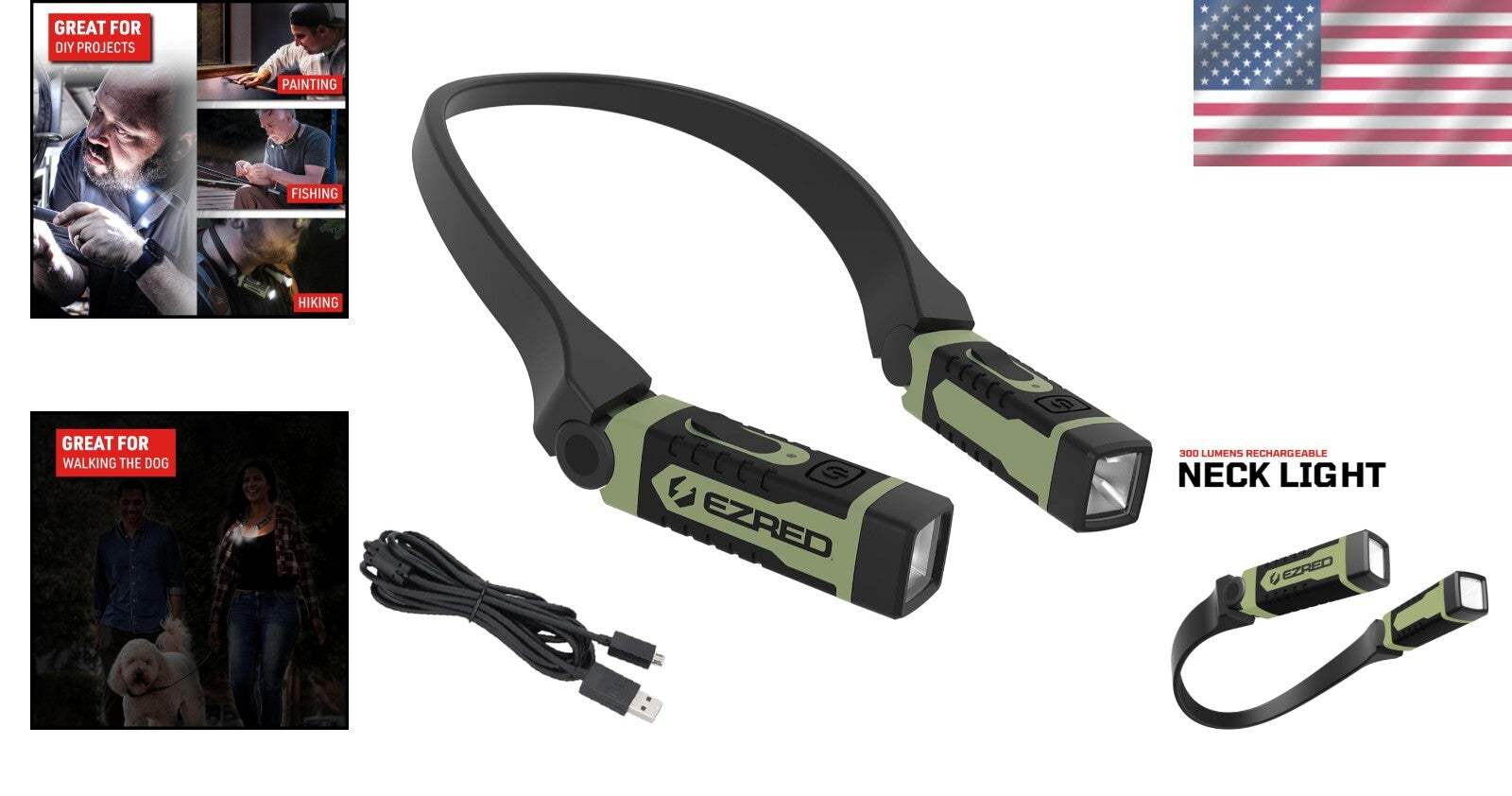 300 Lumens Water-Resistant Neck Light with Articulating Beams - Comfortable Wear