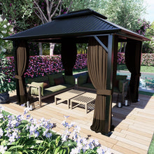 Load image into Gallery viewer, Universal Fit Gazebo Curtains 10' x 12' - Brown &amp; Coffee with Easy Zipper Access