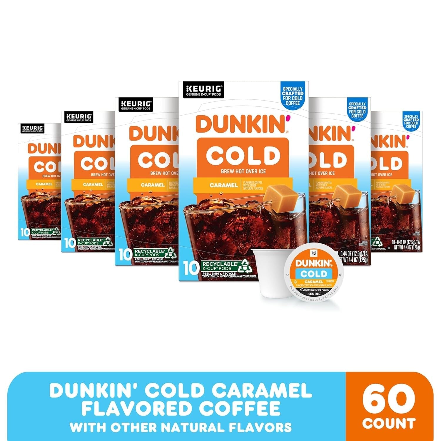 Bold Caramel Flavored Dunkin’ Iced Coffee K-Cup Pods - 60 Total Pods Inside
