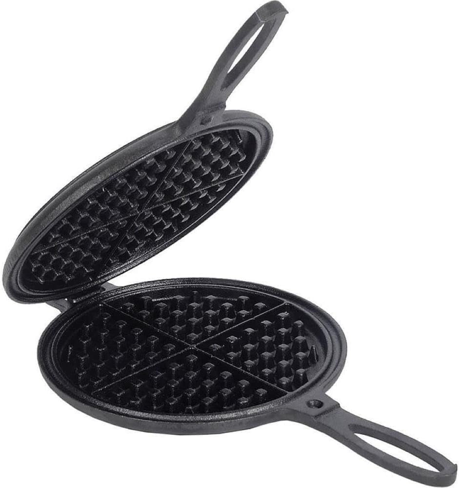 Classic Non-Electric Cast Iron Waffle Iron - 7 Inch for Stovetop & Grill