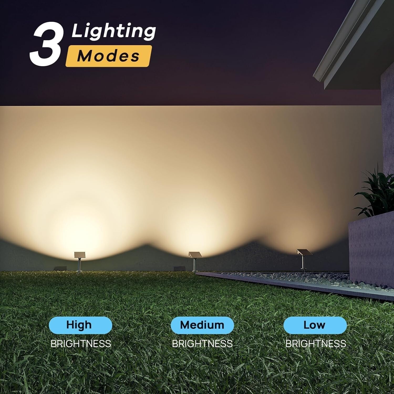 Durable Solar Powered Spotlights - 8 Pack of Adjustable 3000K Outdoor Lighting