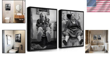Load image into Gallery viewer, Whimsical Black Floating Frame Bathroom Art Set of 2 - Vintage Humor Prints