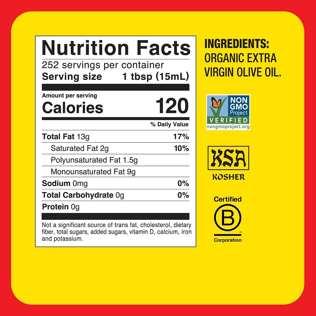 Premium Organic Extra Virgin Olive Oil - Heart Healthy, 128 Fl. Oz from Greece