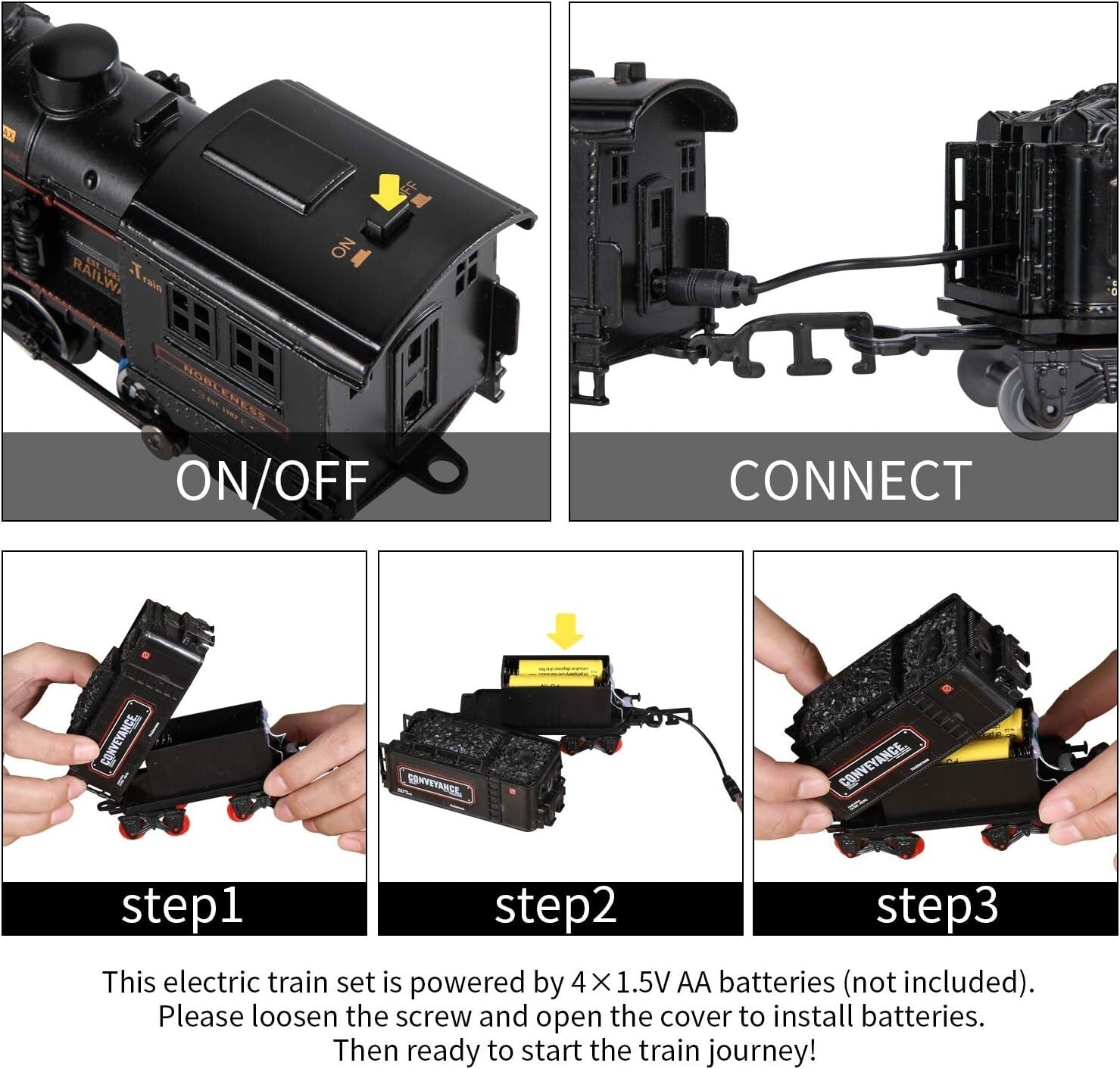 Durable Kids Electric Train Set with Realistic Sounds & Lights - Educational Fun