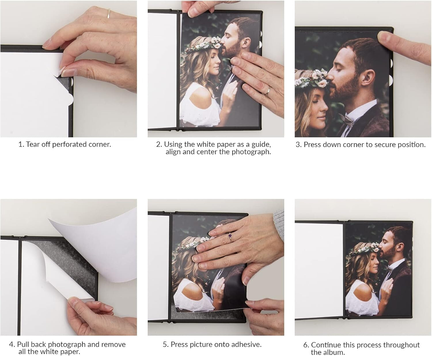 Luxury 10" x 12" Faux Leather Photo Album with Peel-and-Stick Pages for Weddings