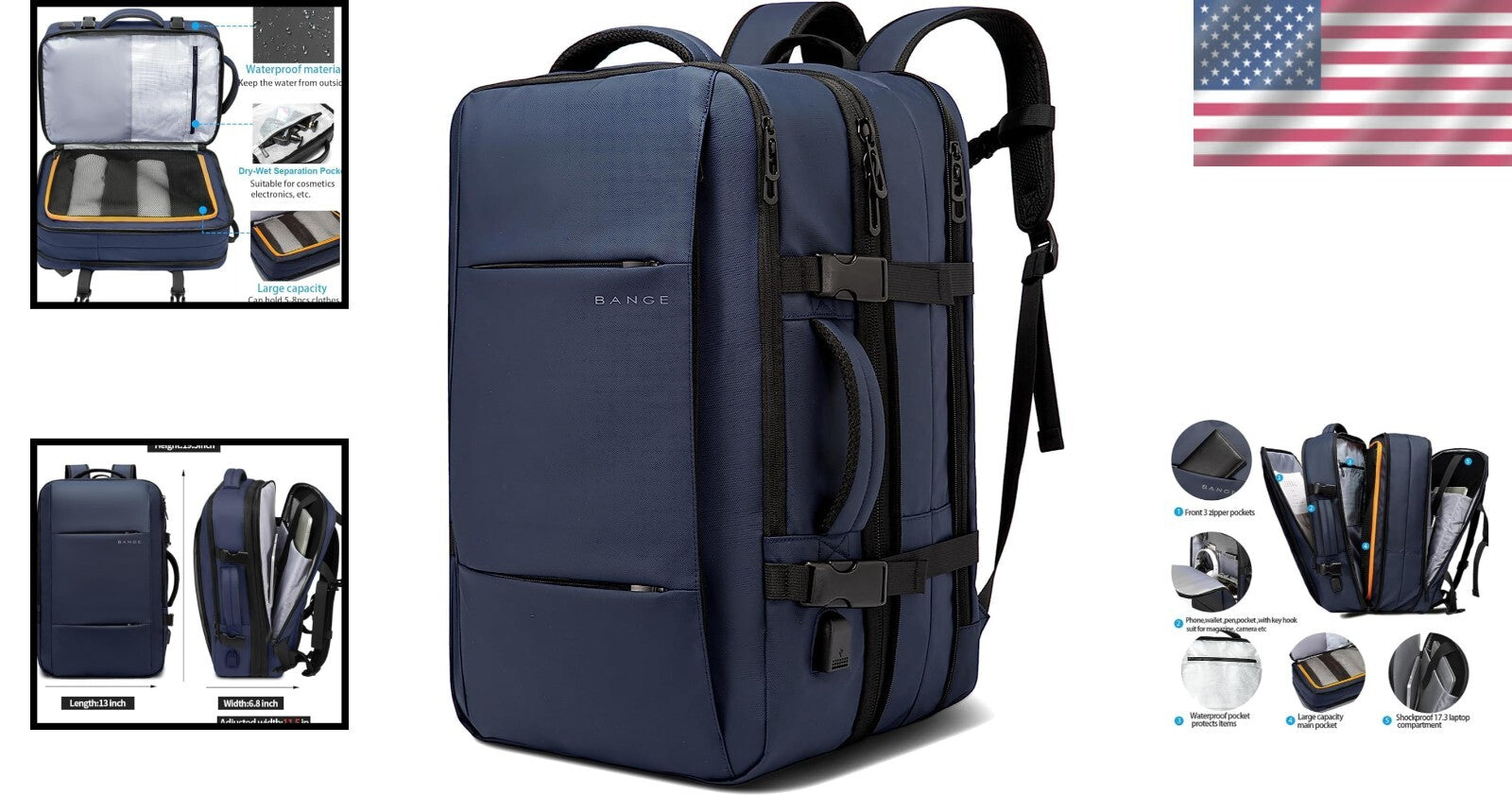 Multi-Purpose 35L Expandable Backpack with Laptop Sleeve - Ideal for Commuting