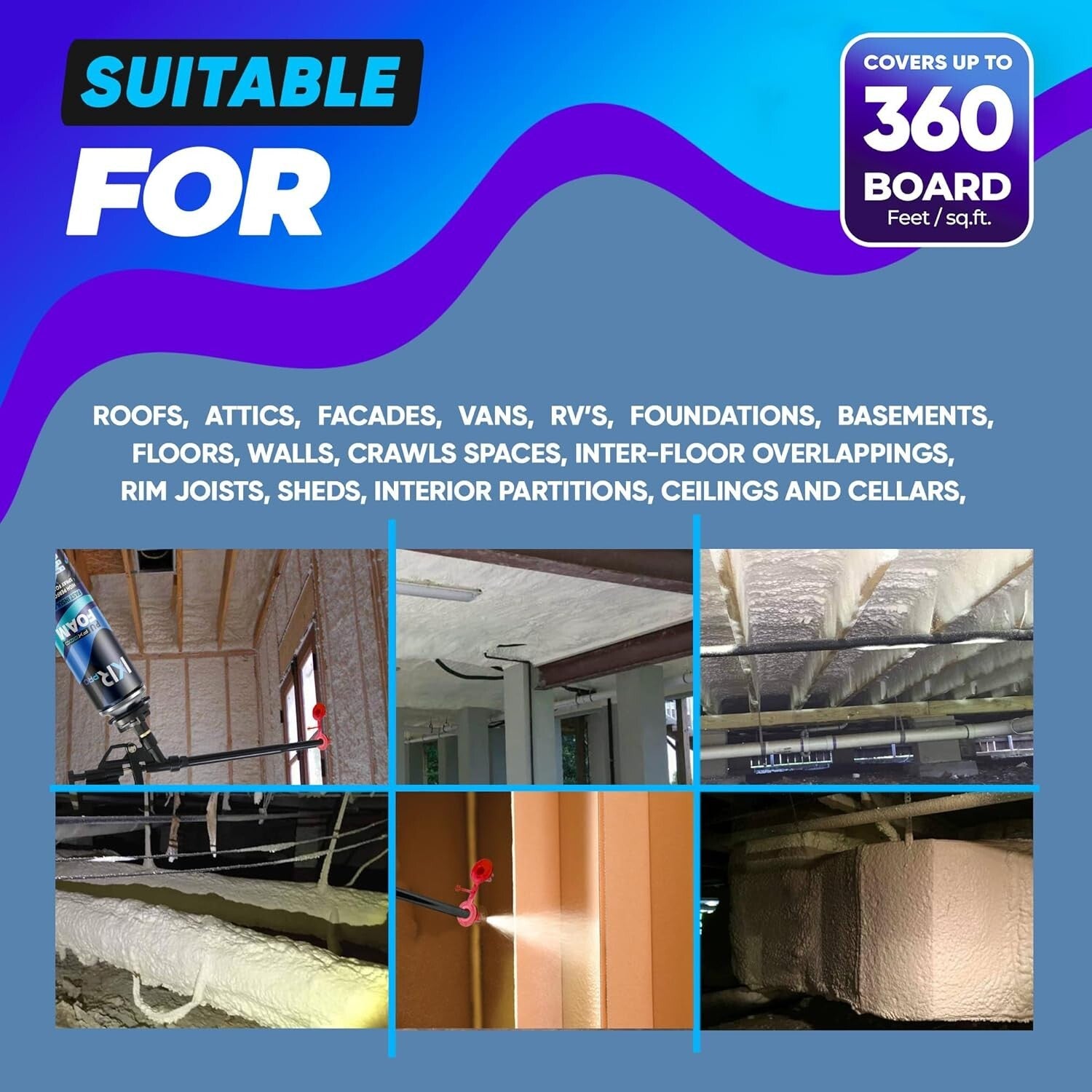 Expanding Foam Insulation Sealant - 18 Pack High-Density for Soundproofing