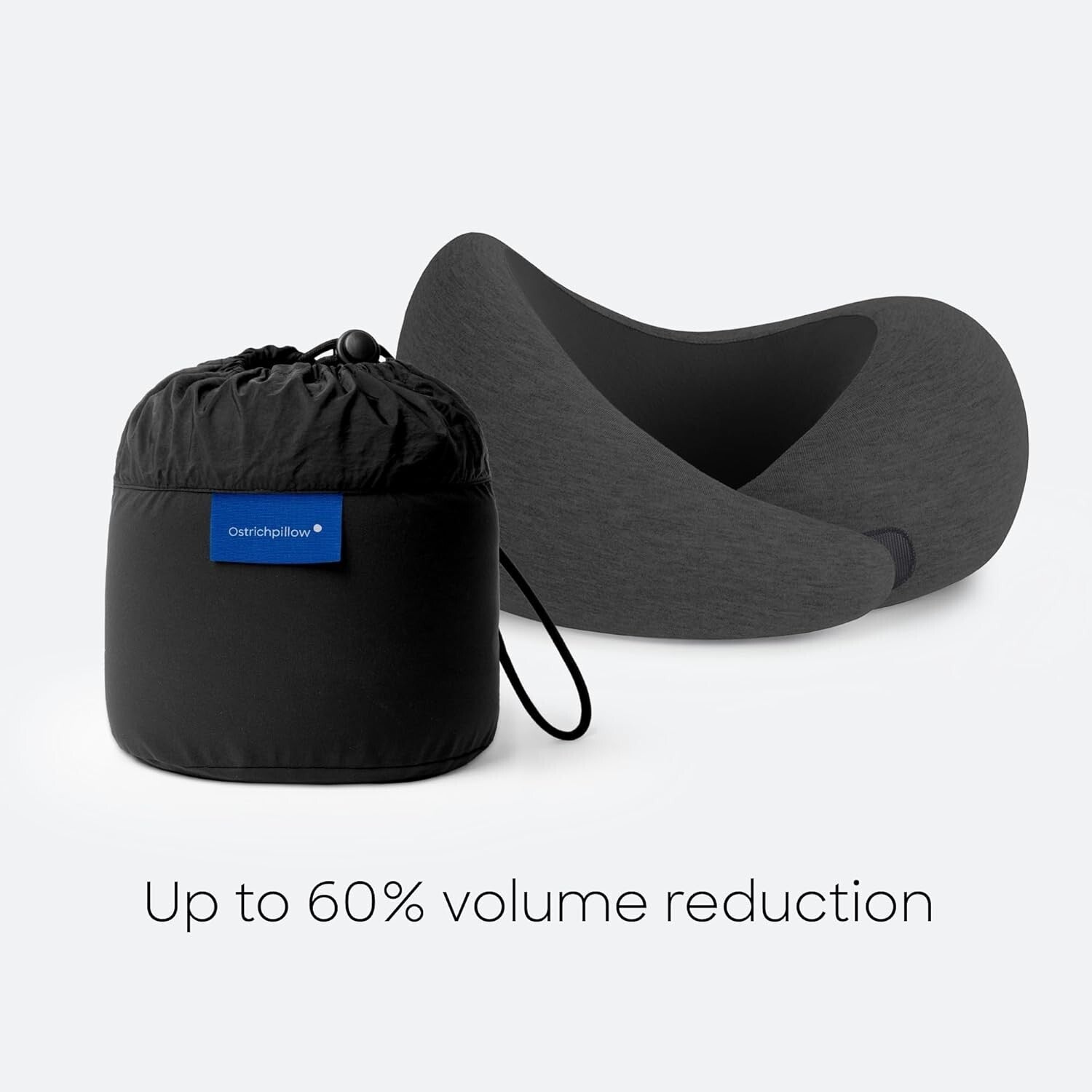 Asymmetrical Neck Pillow for Travel - Washable Modal Cover & Travel Bag Included