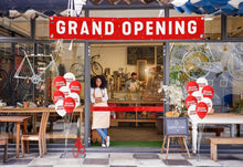 Load image into Gallery viewer, Complete Ribbon Cutting Ceremony Kit with Giant Scissors &amp; Balloons - Red White