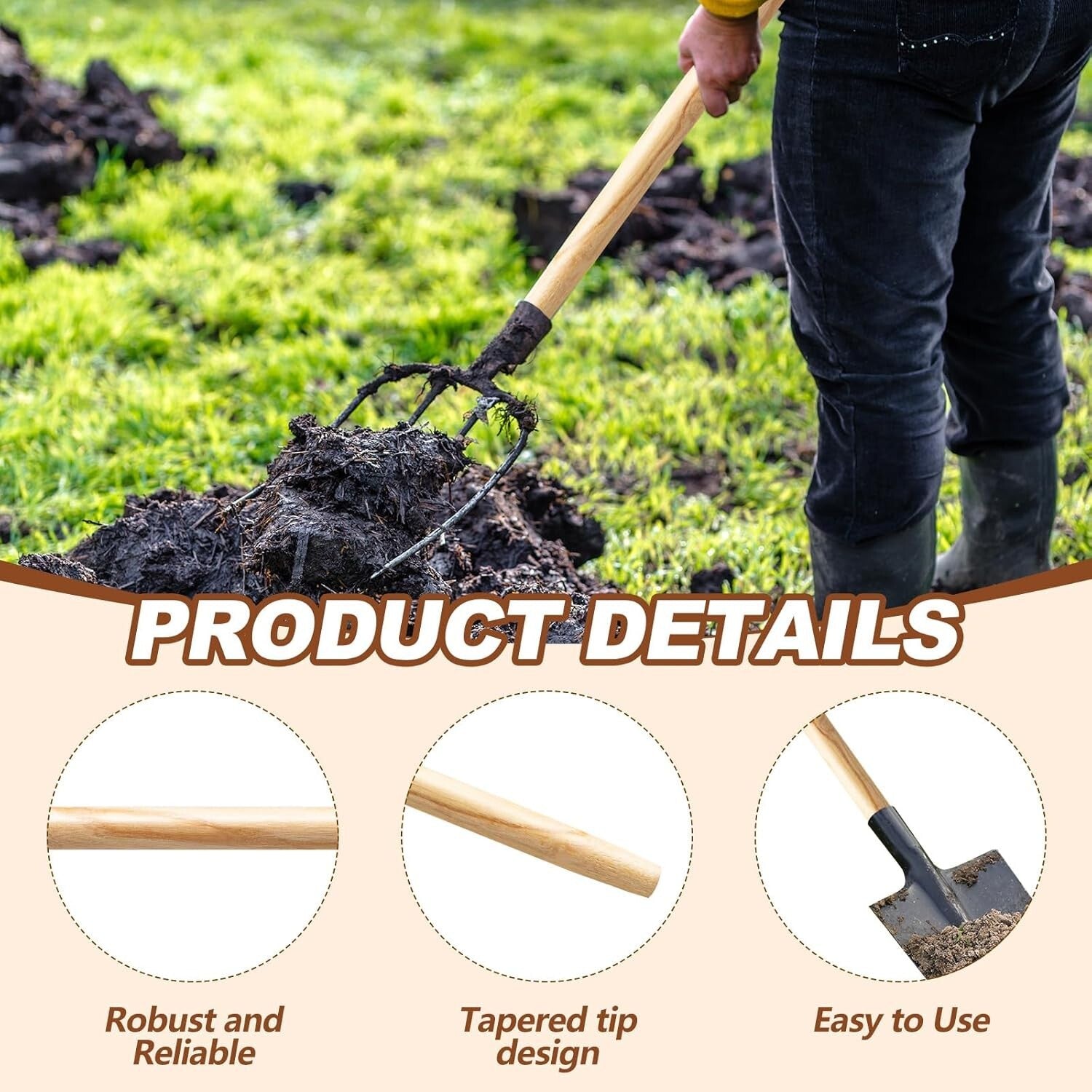 Professionally Crafted Ash Wooden Shovel Replacement Handles – 4 Pack 40.94"