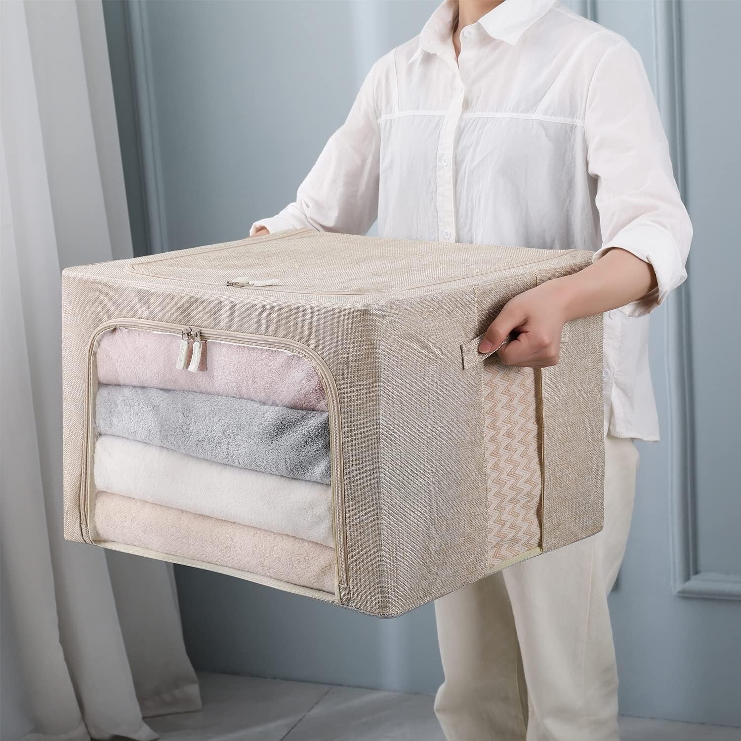 Elegant Linen Storage Bins - 3-Pack Foldable Organizers with 66L Capacity