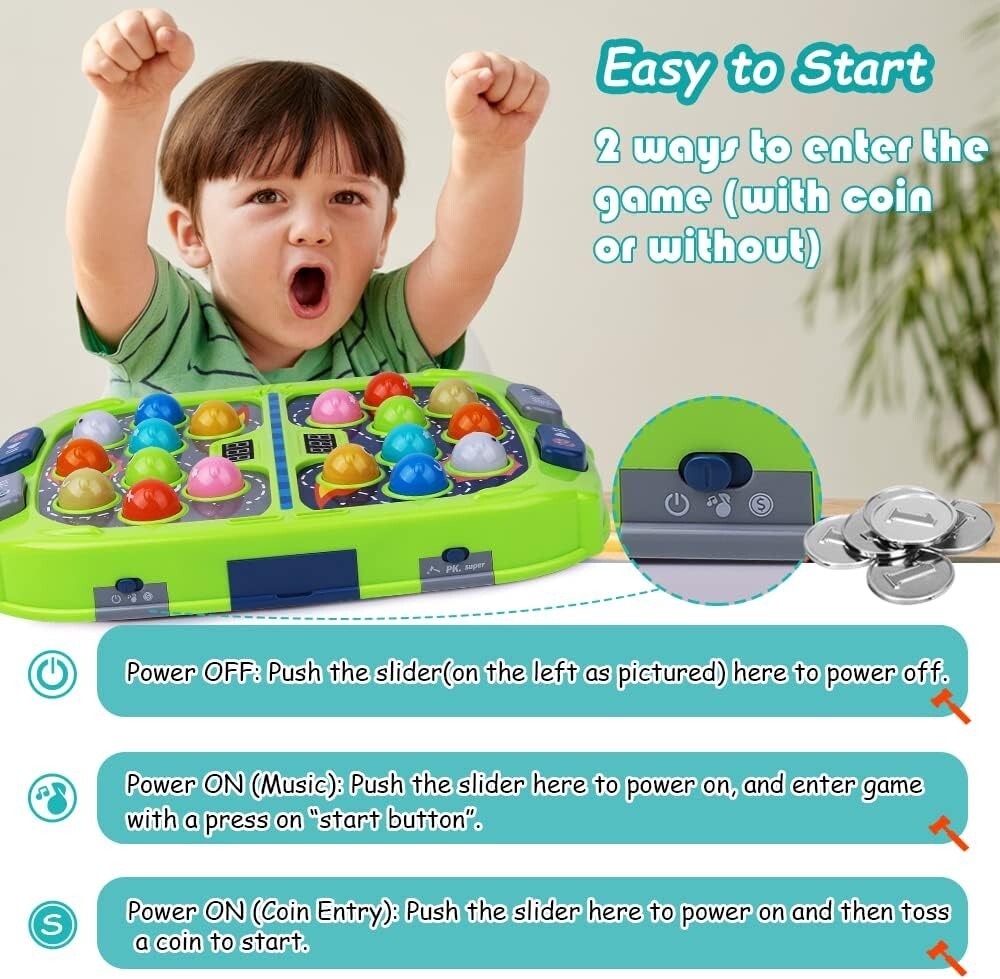 Engaging Whack Mole Toy - Educational Play with Light and Sound, Ages 3-12