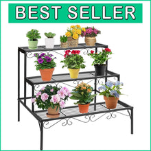 Load image into Gallery viewer, Stylish 3 Tier Plant Stand with Rust-Resistant Finish - Perfect for Home Decor