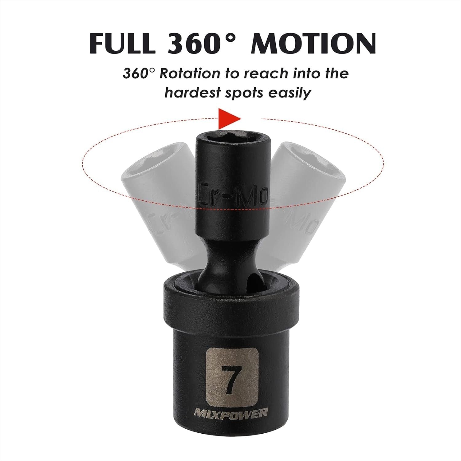 12-Piece 1/4" Drive Metric Impact Socket Set - CR-MO Steel with Swivel Design