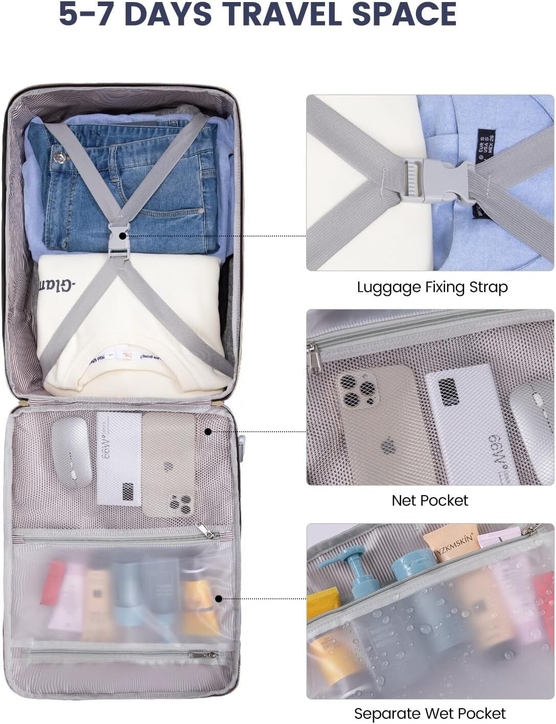 Comfortable 40L Unisex Travel Bag with Padded Laptop Compartment & Luggage Strap