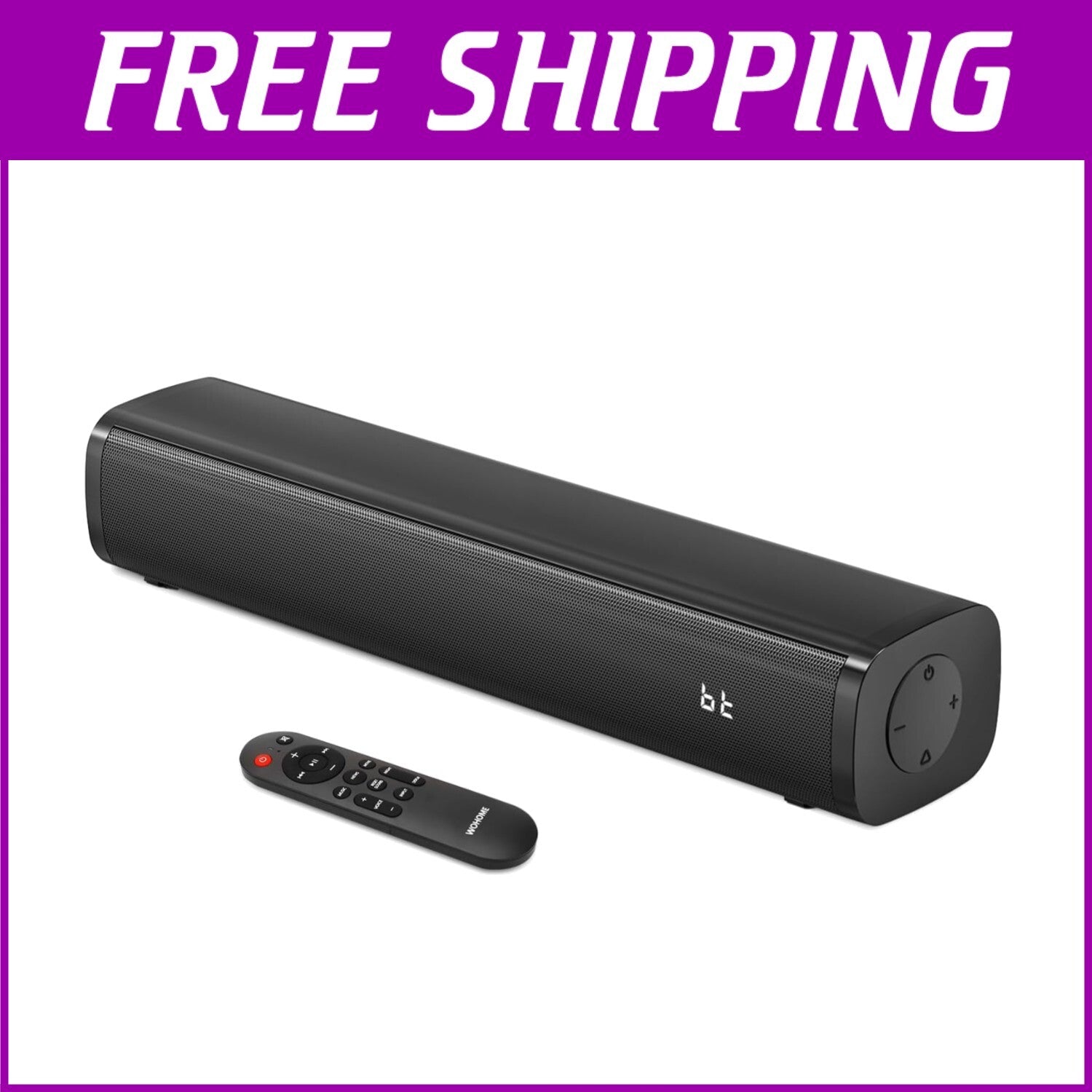 2.1 Channel Small Soundbar with Built-in Subwoofer & 6 Voice Enhancement Levels
