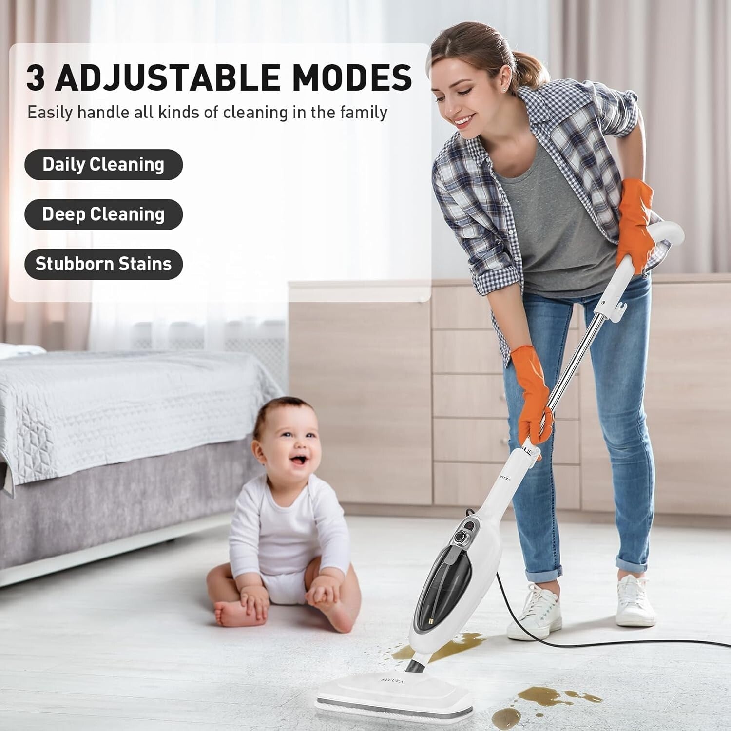 10-in-1 Detachable Steam Mop - Multi-Functional Cleaner for Chemical-Free Floors