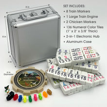 Load image into Gallery viewer, Premium Double 15 Domino Set with 9 Train &amp; 2 Chicken Markers - Travel Ready
