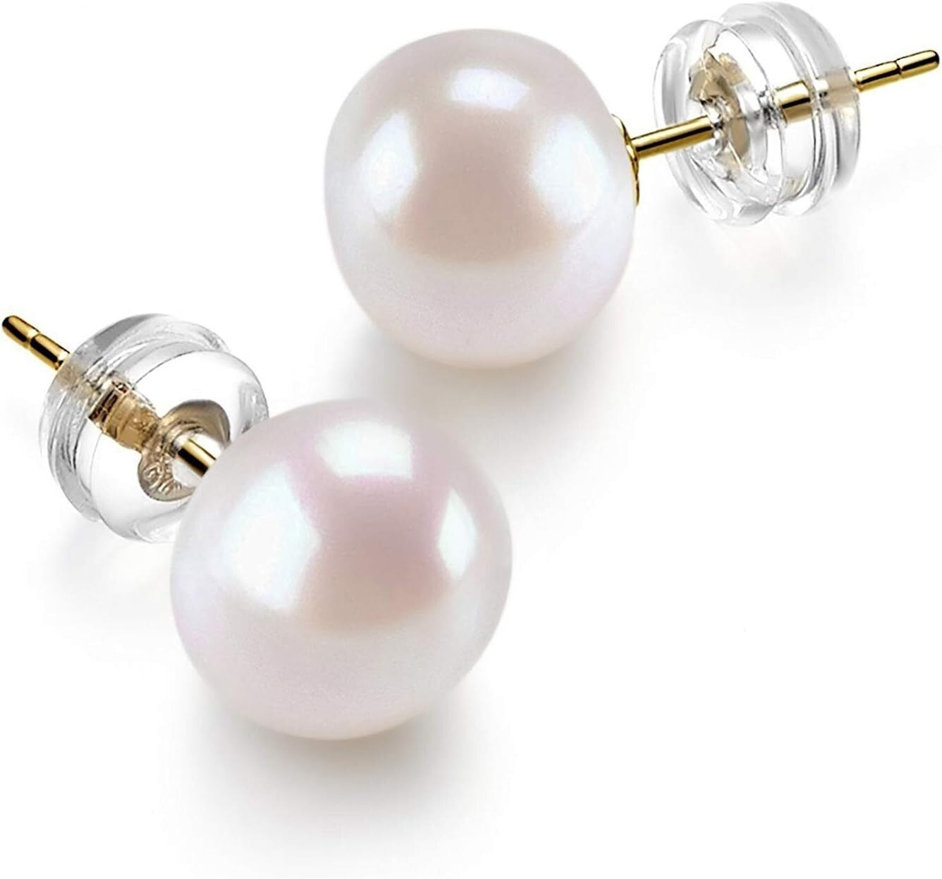 Elegant 14K Yellow Gold Pearl Stud Earrings - Handpicked Freshwater Perfection