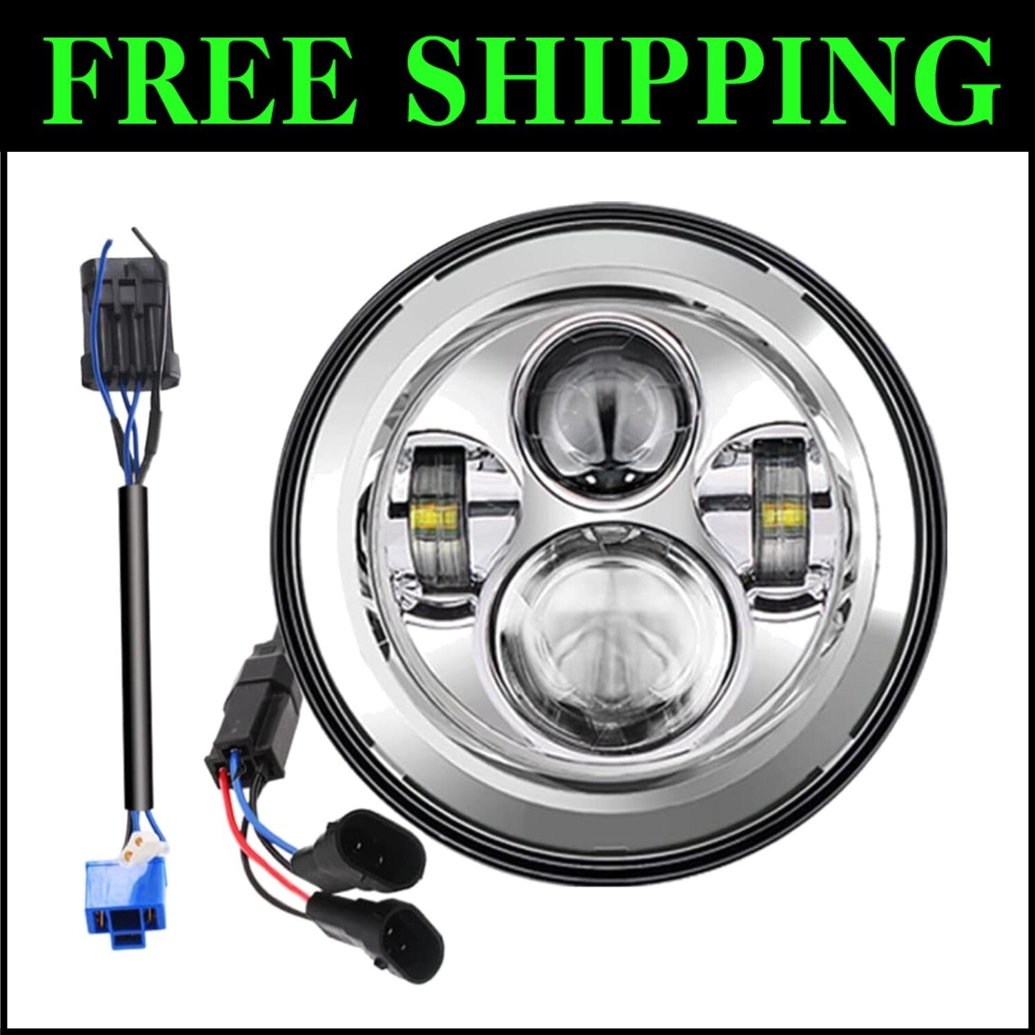 Plug-and-Play 7-Inch Chrome LED Headlight for 2014-2023 Street Glide & Road King