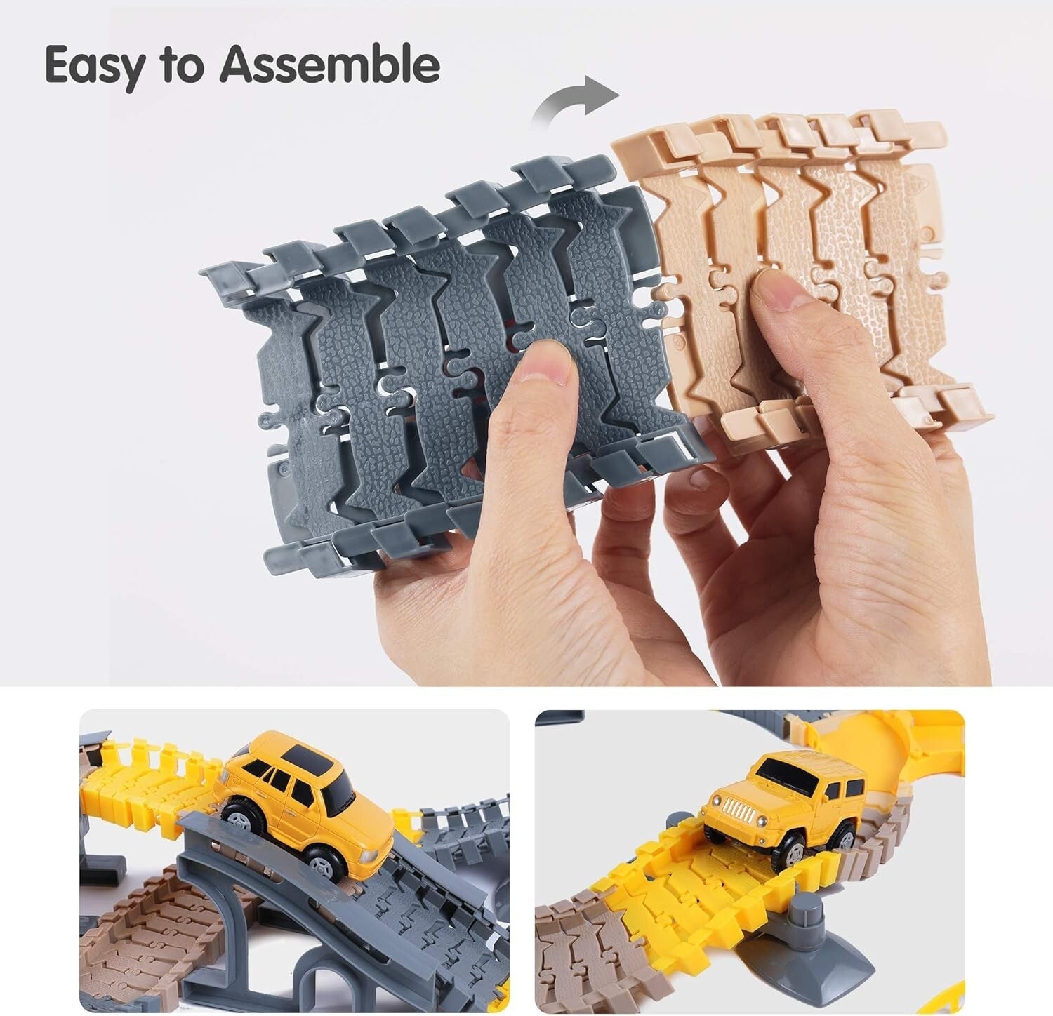 Flexible Race Track Set with Construction Vehicles - Safe for Kids 3-6 Years