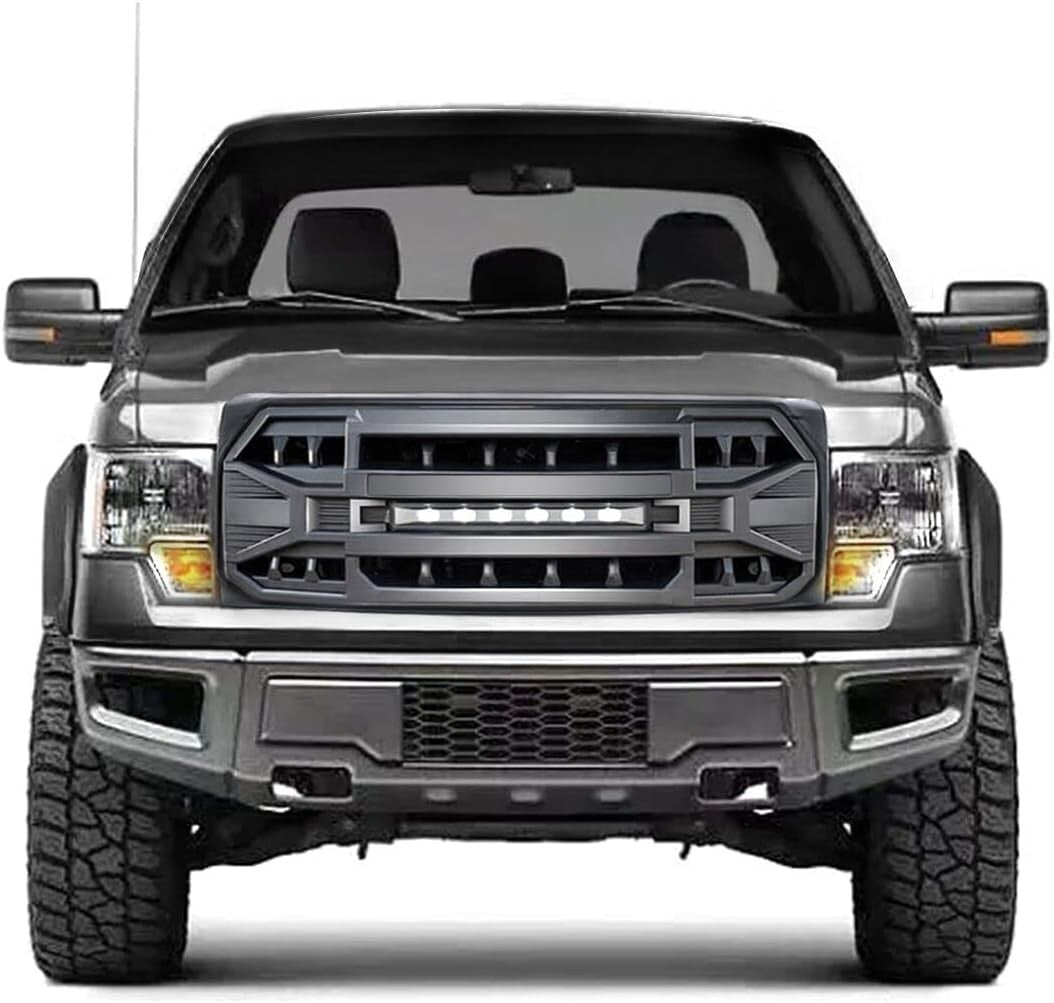 2009-2014 F150 Replacement Grill - Matte Black, LED Lights, No Modifications