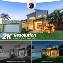 Load image into Gallery viewer, 4-Pack 2K Solar Outdoor Security Cameras with 360° PTZ &amp; Color Night Vision