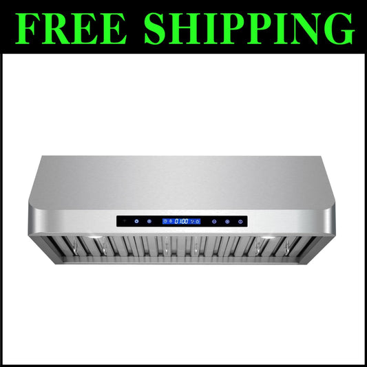 Stainless Steel Under Cabinet Range Hood: 500 CFM, Touch Control & LED Lighting