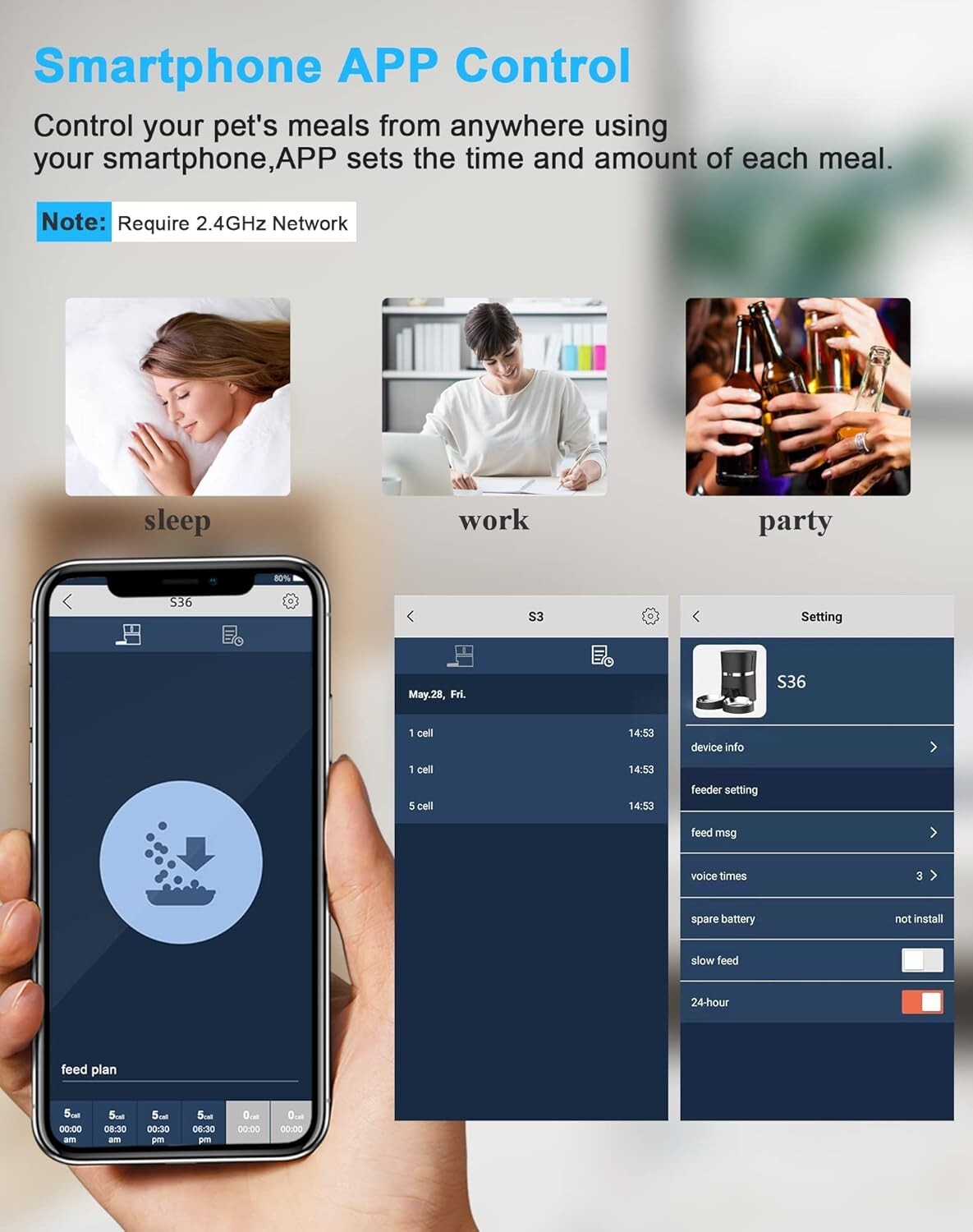 Smart Pet Feeder with 10s Voice Reminder & Flexible Meal Scheduling - Dual-Power