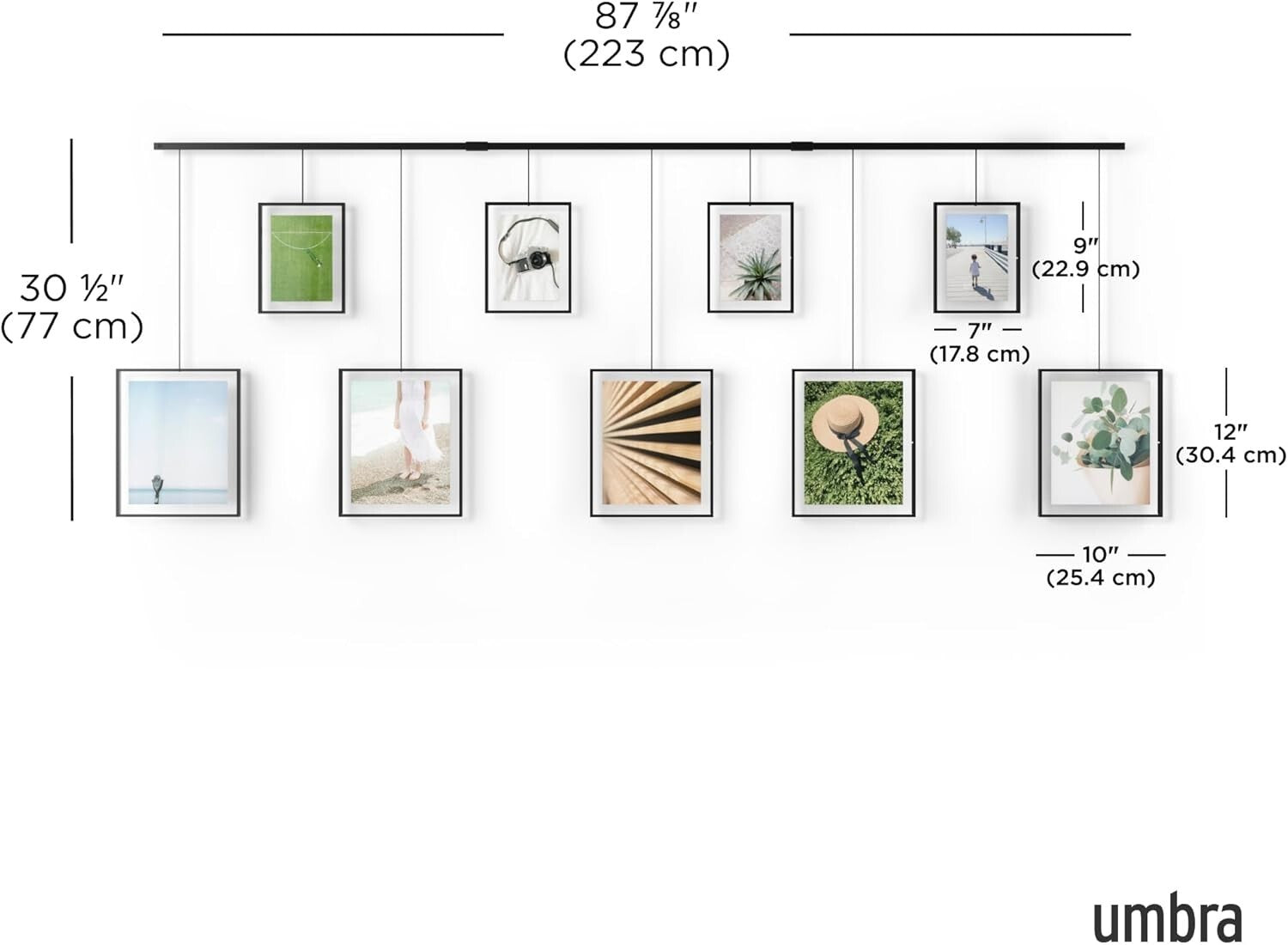 Adjustable Brushed Metal Picture Frames for Unique Wall Decor - Set of 9