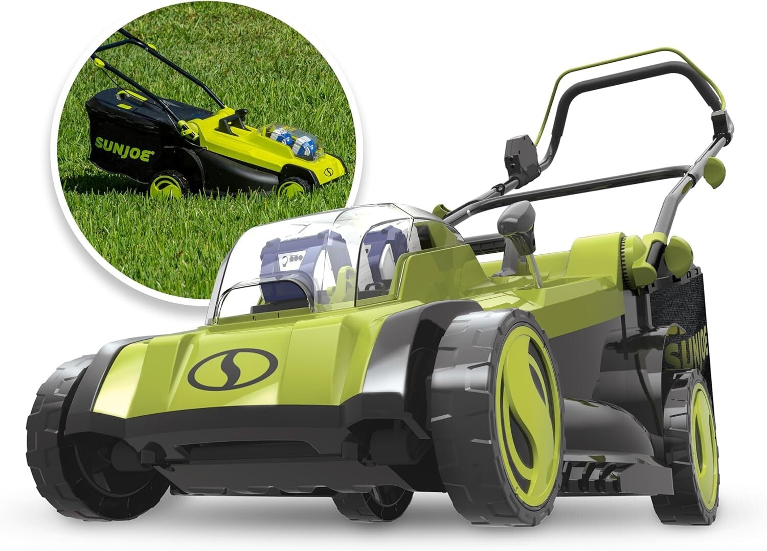 Lightweight 48-Volt Mulching Lawn Mower with Dual Batteries & Adjustable Heights