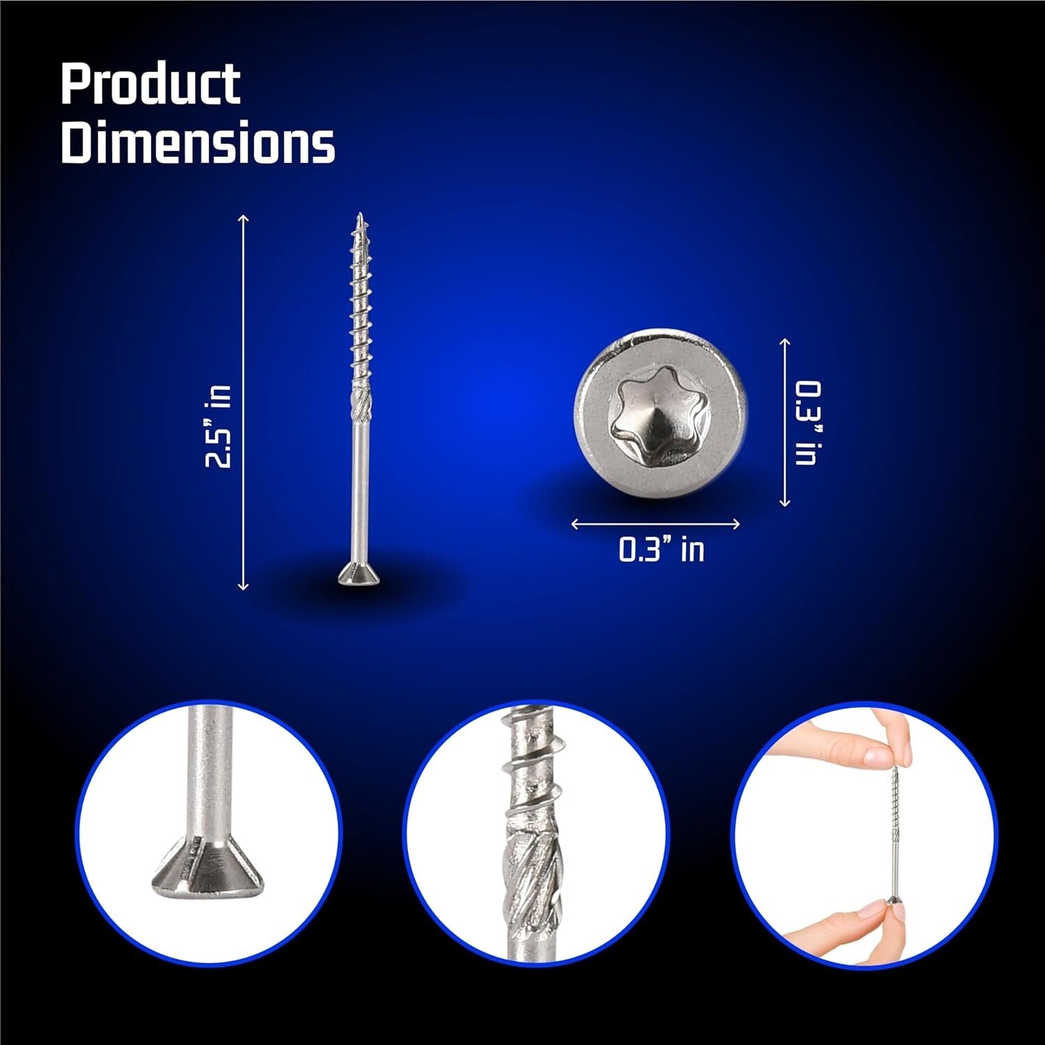 Bulk 350-Pack of 2.5-Inch Stainless Steel Deck Screws - Easy Torx Installation