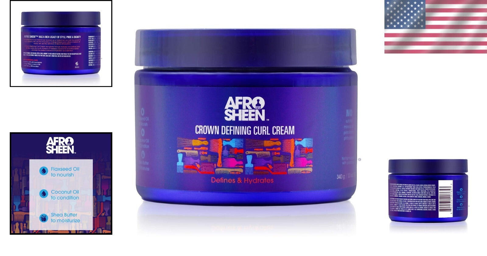 Hydrating Crown Curl Cream, 12 Oz - Shea Butter & Coconut Oil for Defined Curls