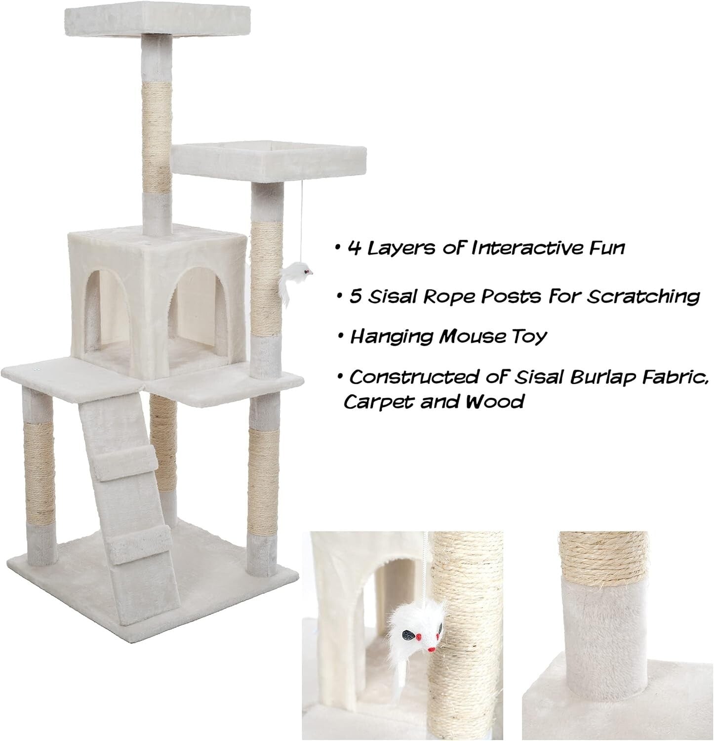 High Reach 4-Tier Cat Tower: Cozy Perches, Condo & Endless Play for Indoor Cats