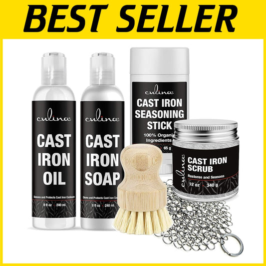All-Natural Cast Iron Soap and Conditioning Oil for Non-Stick Cooking – 32 oz