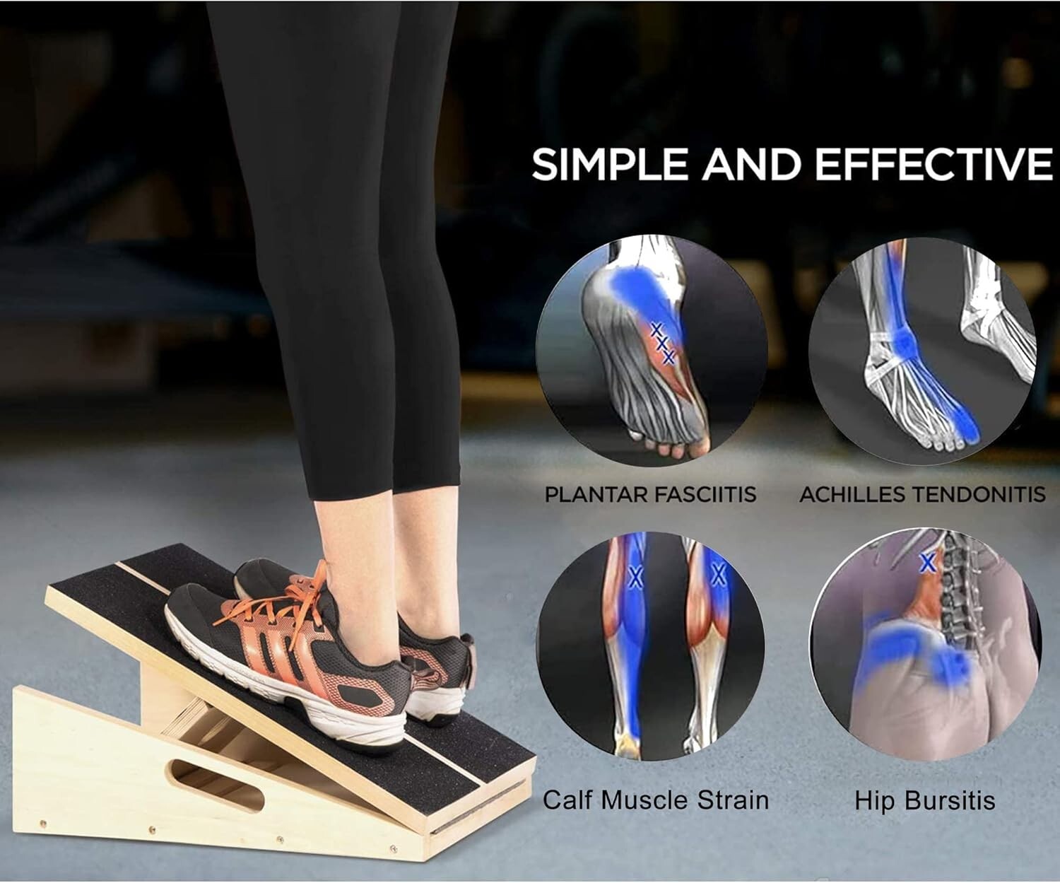 Premium Wood Slant Board - Adjustable Calf Stretcher for All Fitness Levels